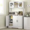 Küchenschrank, Skandinavisches Design, 4 Schränke, verstellbare Regale, Glastüren, offene Fläche, Spanplatte, MDF, Weiß Bild 2