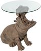 Beistelltisch mit Sockel aus Kunstharz und Glas, Braun und Transparent, 60 x 49 x 58 cm Bild 1