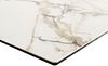 Esstisch Edge 180-220x100 Keramik Calacatta Luxe Weiß-Gold-Grau Kreuzgestell Rechteck Edelstahl ausziehbar Bild 4