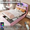 Polsterbett 90x200 cm aus Samt mit Stauraum, farbwechselnder LED und USB- und Type-C-Anschlüssen Bild 5