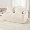 2-Sitzer Sofa 158 x 93 x 61 cm aus Cord in Beige – mit Seitenfächern und Becherhaltern Bild 3
