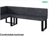 MEBLINI Eckbank für Esszimmer mit ausziehbarem Tisch - Küchenbank - Essecke - Sitzecke Küche - ERIC - U-Beine 142x196x87cm Links - Dunkelgrau Samt/B Weiß Hochgl. Bild 5