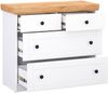 Homestyle4u Sideboard, Holz weiß / Eiche Massiv, 82 x 42 x 92,5 cm, Schubladen: 4 Bild 3
