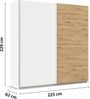 rauch Quadra, Kleiderschrank, Schiebetürenschrank, 2-türig, mit 2 Kleiderstangen und 4 Einlegeböden, Farbe Weiß/Eiche Artisan, BxHxT 226x229x61cm Bild 4