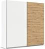 rauch Quadra, Kleiderschrank, Schiebetürenschrank, 2-türig, mit 2 Kleiderstangen und 4 Einlegeböden, Farbe Weiß/Eiche Artisan, BxHxT 226x229x61cm Bild 3