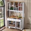 Hochschrank 94,5 x 30 x 175,5 cm in Weiß mit Holzoptik, MDF, 5 Türen und 3 Schubladen Bild 5