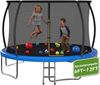 Devoko Gartentrampolin mit Sicherheitsnetz, Leiter, Randabdeckung, Stahlrahmen, Blau, Ø 360 cm Bild 4