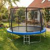 Devoko Gartentrampolin mit Sicherheitsnetz, Leiter, Randabdeckung, Stahlrahmen, Blau, Ø 360 cm Bild 2