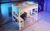 Merax Kinderbett Hochbett aus Metall für Gaming (140 x 200 cm) mit Bücherregal, Schreibtisch, Schrank , USB und LED-Beleuchtung, Weiß Bild 5