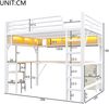 Merax Kinderbett Hochbett aus Metall für Gaming (140 x 200 cm) mit Bücherregal, Schreibtisch, Schrank , USB und LED-Beleuchtung, Weiß Bild 4