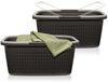 Hausfelder Wäschekorb Wäschewanne 58x37x25cm (Anthrazit-Schwarz, 2 Wannen 35 l) (Set, 2 St, 2 x Wäschewanne), mit klappbaren Henkeln, mit Griffen, 35 Liter Bild 2