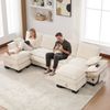 4-Sitzer Sofa B 330 x T 132 x H 84 cm aus Cord mit 2 Hockern, modular & mit USB-C Bild 4