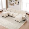 4-Sitzer Sofa B 330 x T 132 x H 84 cm aus Cord mit 2 Hockern, modular & mit USB-C Bild 2