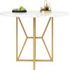 MODFU Esstisch Moderner Küchentisch (Eleganter Runder Esstisch – Luxuriöse MDF-Tischplatte mit Marmormuster, goldene Metallbeine, Höhenverstellbar, Ideal für Esszimmer und Wohnzimmer, für 4-6 Personen, 1-St, 80 x 80 x 76 cm) Bild 5