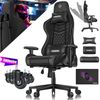 KESSER® Gaming Stuhl Ergonomisch Bürostuhl mit Kopfstütze & Lendenkissen | Racing Gamer Stuhl 150kg belastbar | Armlehne 360° | Drehbarer Schreibtischstuhl Gaming Chair + Gummi-Rollen Schwarz / Schwarz Bild 4