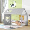 Kinderbett Hausbett mit Lattenrost und Rausfallschutz, 90x200 cm, Einzelbett, Kiefer Bild 4