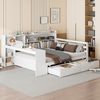 Multifunktionales Massivholz-Schlafsofa 140x200 cm mit Schreibtisch, Regalen, Schubladen, USB-Anschluss,Weiß Bild 2