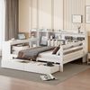 Multifunktionales Massivholz-Schlafsofa 140x200 cm mit Schreibtisch, Regalen, Schubladen, USB-Anschluss,Weiß Bild 4