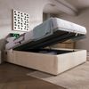 Merax Polsterbett Doppelbett 160×200 cm, Struraumbett Bettgestell mit USB- C und Vollflächiger Lattenrost, Ohne Kopfteil, Leinen, Natürlich Bild 3