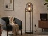 Kleine Stehlampe mit Metallfuß, Rauchglas oval & LED dimmbar - Höhe 110cm Bild 1