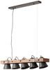 Brilliant Leuchten No. 82175-46 LED Pendelleuchte Plow 5-flg schwarz-stahl Holz Bild 3