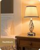EDISHINE LED Nachttischlampe Touch Dimmbar 2er Set grau, Dekolampen, LED wechselbar, Tischlampe mit Ladefunktion, 2 USB Anschlüsse, für Schlaffzimmer Bild 2