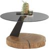Couchtisch >BILOXI< in Eiche / schwarz, Glas / Massivholz / Metall - 45x75 (HxD) Bild 3