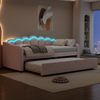 Merax Schlafsofa mit Ausziehbett, Samt rosa, 90x200 cm / 90x190 cm Bild 3