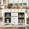 Hochwertige Kücheninsel, Multifunktionaler Servierwagen mit Holzmaserung & großem Stauraum, Mobiler Buffetschrank, Küchenwagen für Esszimmer,Wohnzimmer,Küche,weiß Bild 3