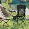 SONGMICS Campingstuhl 2er Set, Klappstuhl Outdoor, Angelstuhl, hohe Rückenlehne, verstellbare Armlehnen, Getränkehalter, klappbar, bis 150 kg belastbar, Camping Garten, tintenschwarz GCBDE028B02 Bild 2