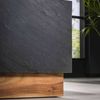 Couchtisch 2er-Set Schieferplatte, modern mit Akazienholz-Sockel, quadratisch, grau, Unikat Bild 2