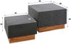 Couchtisch 2er-Set Schieferplatte, modern mit Akazienholz-Sockel, quadratisch, grau, Unikat Bild 4