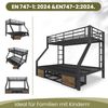 Merax Etagenbett 90x200cm & 140x200cm mit Eisenrahmen (Jugendbett Doppelbett Stockbett, 1-St), Metallbett Kinderbett mit Schuhschrank, Staufächern, Geländer & Leiter Bild 4