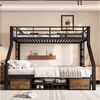 Merax Etagenbett 90x200cm & 140x200cm mit Eisenrahmen (Jugendbett Doppelbett Stockbett, 1-St), Metallbett Kinderbett mit Schuhschrank, Staufächern, Geländer & Leiter Bild 2