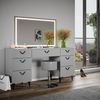 Schminktisch Anett Grau 150 cm mit LED Spiegel und Hocker Vicco Bild 4