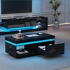 Hochglanz Couchtisch schwarz mit LED, Schublade, moderner Wohnzimmertisch, Design Beistelltisch 100×50×40 cm Bild 5