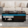 Hochglanz Couchtisch schwarz mit LED, Schublade, moderner Wohnzimmertisch, Design Beistelltisch 100×50×40 cm Bild 4