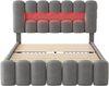 140 x 200 Polsterbett, Polsterbett mit 4 Schubladen, Polsterbet Bett mit LED-Lichtleiste mit USB und Stereoanlage, Grau Bild 5