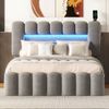 140 x 200 Polsterbett, Polsterbett mit 4 Schubladen, Polsterbet Bett mit LED-Lichtleiste mit USB und Stereoanlage, Grau Bild 2
