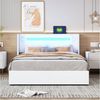 Flieks Polsterbett, LED Beleuchtung/Bluetooth/USB-Aufladen Doppelbett 140x200cm Kunstleder Bild 3