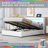 Flieks Polsterbett, LED Beleuchtung/Bluetooth/USB-Aufladen Doppelbett 140x200cm Kunstleder Bild 4
