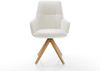 Drehstuhl Zelia-Flex mit Armlehnen Bouclé Soft Beige Holzgestell kantig Natur 180° drehbar Taschenfederkern Bild 2