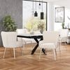 Merax Samt-Esszimmerstuhl, 4er-Set, luxuriös, Wohnzimmer, Schlafzimmer, Lounge-Stuhl mit vier Silberne Metallstützbeinen, Mit Armlehnen und verstellbaren Füßen, Lendenwirbelstütze, Beige+Silber Bild 2