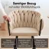 skølm 'Sudri' Esszimmerstühle, 2er Set, creme beige, gepolstert mit Samtbezug, bis 120 kg belastbar, höhenverstellbar Bild 4