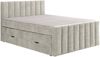 MEBLINI King Boxspringbett VARANO 120x200 cm mit Bettkasten – H4/Beige Samt Polsterbett - Gepolstert Doppelbett mit Matratze und Topper - Polsterbett mit Stauraum - Bett mit Kopfteil – Stauraumbett Bild 2