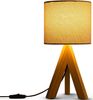 Paco Home Tischleuchte BAJO CANVAS UNI COLOR, ohne Leuchtmittel, Dreibein massiv Holz, Textilschirm uni Leinen, Ø 17 cm, H. 35 cm Bild 3