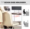 Armloser Bürostuhl 63x67x83-93 cm mit Rollen, Kunstleder und Zusatzkissen, Beige Bild 5