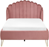 Bett mit Lattenrost Samtstoff AMBILLOU 120 x 200 cm Rosa Bild 5
