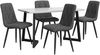 Esszimmerstuhl Set,Esstisch mit 4 Schwarz Samtstühlen, moderner Küchentisch Set, rechteckiger Tisch mit Marmoroptik Bild 3