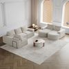 Modulares Sofa H 81.2 x T 322.5 x B 271.5 cm aus Chenille in Beige mit variabler Chaiselongue Bild 2